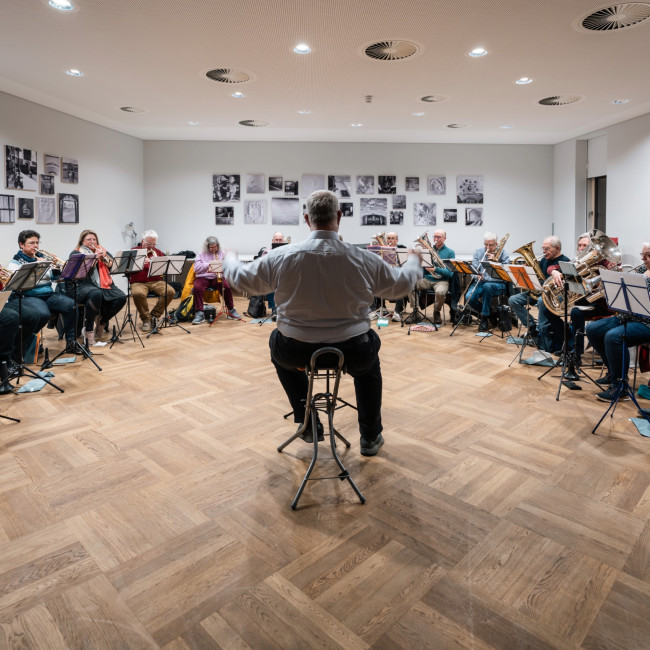 Beim Proben: der Posaunenchor Augsburg-Mitte.